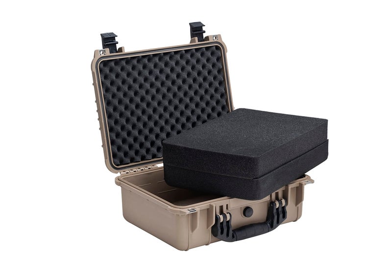 MEIJIA Portable All Weather Waterproof Camera Case with Customizable Fit Foam,Fit Use of Drones, Camera, Equipments, Pistols,15.98x12.99x6.85inches (Desert Tan) - Image 2